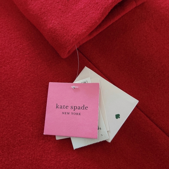 Kate Spade Red Wool Convertable Faux Fur Coat - Picture 8 of 11